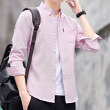 条纹长袖男士衬衫外套上衣服韩版潮流衬衣帅气商务工装休闲，男装衬衫，奇怪漫猴工厂店