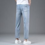 高端冰丝牛仔裤九分男士夏季薄款宽松直筒2026新款天丝八分裤子，男装牛仔裤，奇怪漫猴工厂店