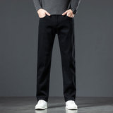 弹力冬季加绒加厚牛仔裤男款直筒宽松男裤带绒保暖黑色裤子秋冬，男装牛仔裤，奇怪漫猴工厂店