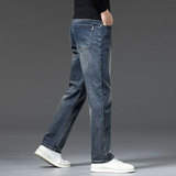 直筒宽松牛仔裤男大码弹力男生秋冬季2026新款弹力休闲潮流百搭，男装牛仔裤，奇怪漫猴工厂店