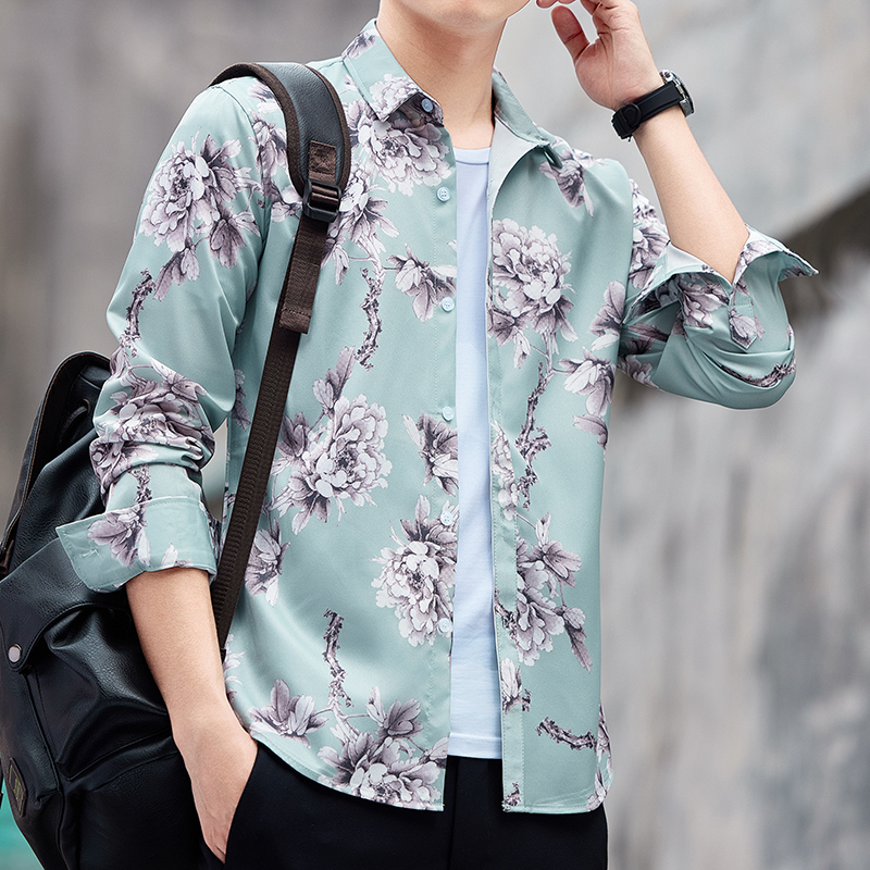 高级感衬衫男士长袖春秋季免烫抗皱帅气白色衬衣修身工装男寸，男装衬衫，奇怪漫猴工厂店