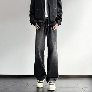 限价69元 美式 男潮牌做旧显瘦vibe高街直筒阔腿长裤 牛仔裤 复古新款