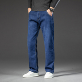 弹力加绒加厚保暖宽松直筒牛仔裤秋冬厚款男士大码直筒裤，男装牛仔裤，奇怪漫猴工厂店