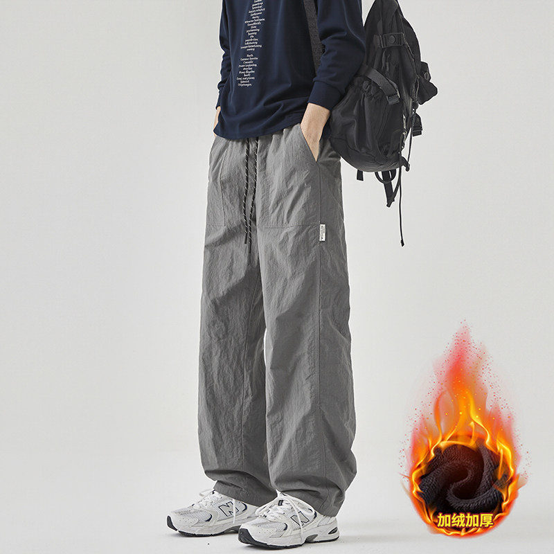 Y.M美式运动长裤男宽松直筒2026秋冬加绒休闲垂感阔腿裤《限价69，男装休闲裤，奇怪漫猴工厂店