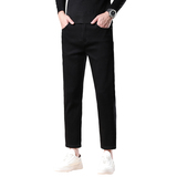 九分牛仔裤八分裤男春秋常规黑色常规修身直筒牛仔弹力休闲裤子，男装牛仔裤，奇怪漫猴工厂店