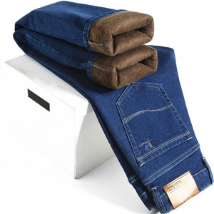 弹力男装加绒加厚牛仔裤 直筒裤宽松大码牛仔裤男长裤保暖大码，男装牛仔裤，奇怪漫猴工厂店