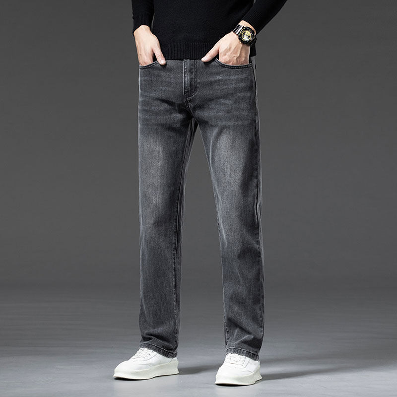 新款直筒牛仔裤男款宽松大码长裤秋冬季款潮流休闲弹力男士裤子，男装牛仔裤，奇怪漫猴工厂店