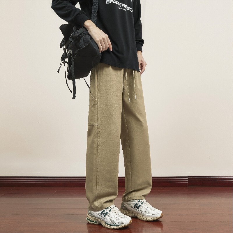 Y.M纯棉工装裤男宽松直筒2026春季新款潮流美式休闲长裤《限价69，男装休闲裤，奇怪漫猴工厂店