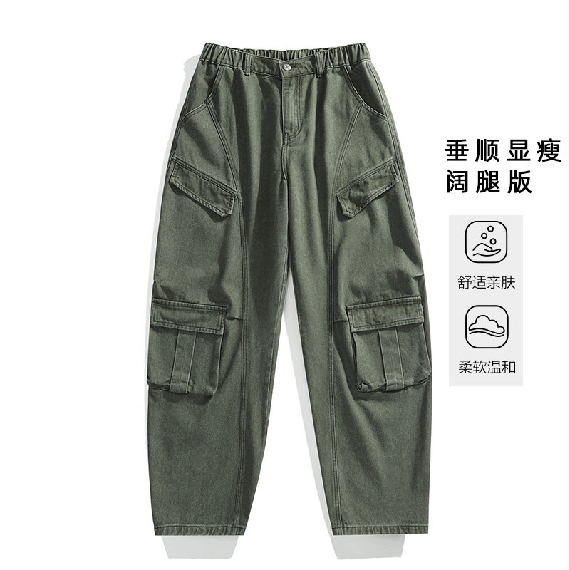 【98】L-9XL男士美式复古工装裤质感耐磨宽松直筒大码休闲裤，男装牛仔裤，奇怪漫猴工厂店