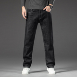 商务弹力加绒加厚保暖宽松直筒牛仔裤秋冬厚款男士大码直筒裤，男装牛仔裤，奇怪漫猴工厂店