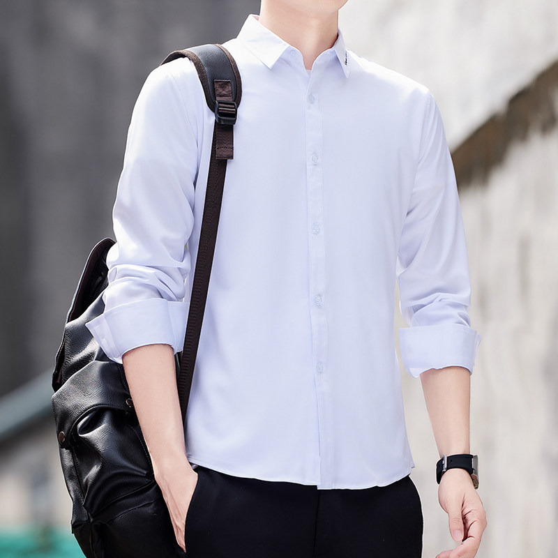 衬衫男士夏季简约薄款透气寸衣日系百搭休闲帅气长袖上衣，男装衬衫，奇怪漫猴工厂店