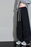 Q褶皱伞兵卫裤男女春秋新款宽松休闲工装裤潮牌美式重磅阔腿长裤，男装休闲裤，奇怪漫猴工厂店