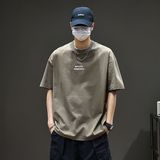 Q短袖男生简约日系字母圆领体恤夏季半袖美式重磅纯棉t恤240g，男装T恤，奇怪漫猴工厂店
