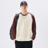 棉长袖T恤男士春秋季2026新款纯棉圆领插色打底衫男款，男装T恤，奇怪漫猴工厂店