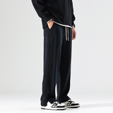 美式潮流垂感直筒长裤秋季新款时尚百搭裤子男开叉平脚阔腿裤卫裤，男装休闲裤，奇怪漫猴工厂店