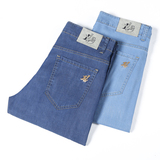 夏天超薄冰丝牛仔裤男士宽松小直筒休闲长裤夏季薄款青年天丝男裤，男装牛仔裤，奇怪漫猴工厂店