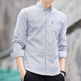 条纹长袖男士衬衫外套上衣服韩版潮流衬衣帅气商务工装休闲，男装衬衫，奇怪漫猴工厂店