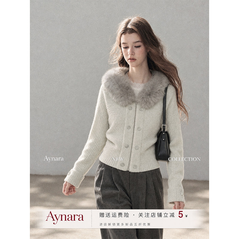 Aynara加厚连帽斗篷针织开衫女