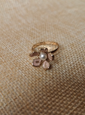 青岛外贸饰品指环日韩风潮流时尚珐琅彩滴釉花朵珍珠精美小款戒指