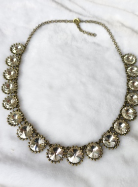 青岛外贸饰品服装配饰大颗玻璃水钻潮流时尚简约百搭复古项链