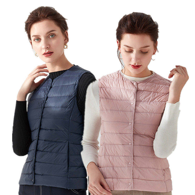 波斯橙官方旗舰店2026秋冬羽绒马甲女圆领V领羽绒服背心轻薄款大