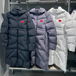 安踏冠军荣耀国旗款长羽绒服过膝男冬季防泼水鹅绒外套152510916