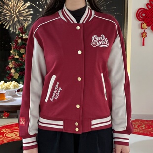 安踏好事发生棒球服外套女2026新年衣服喜庆宽松夹克162618703S