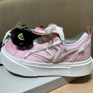 安踏SV黑猫板鞋大头鞋增高女鞋冬新款复古毛边休闲鞋122548008VS