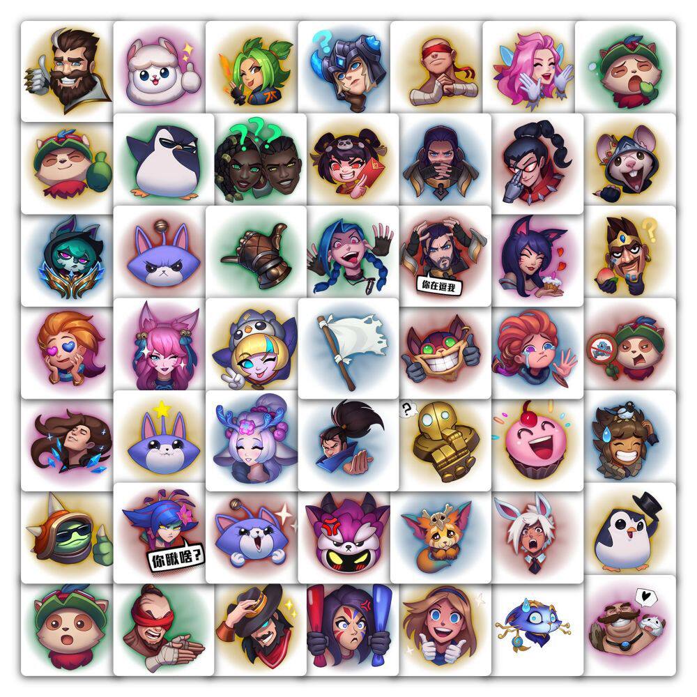 59张LOL游戏表情包卡通贴纸装饰吉他行李箱手机壳笔记本贴画
