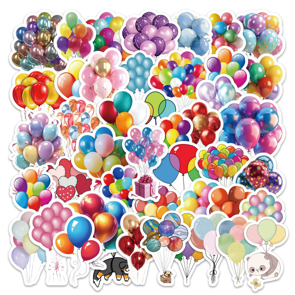 54张彩色气球个性贴纸跨境装饰汽车行李箱水杯滑板车贴画