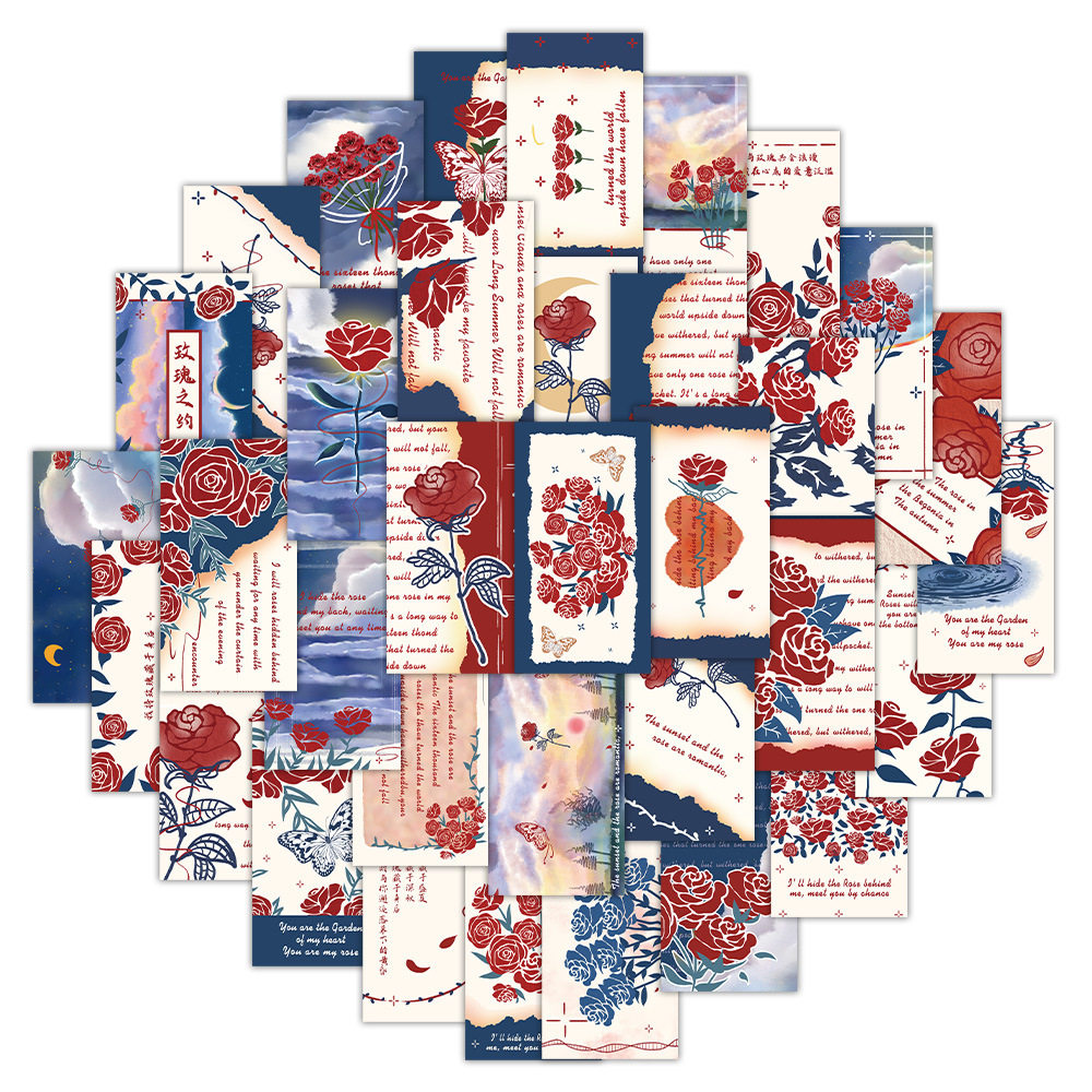 60张新款花式书签手账贴纸装饰吉他滑板车行李箱防水贴画