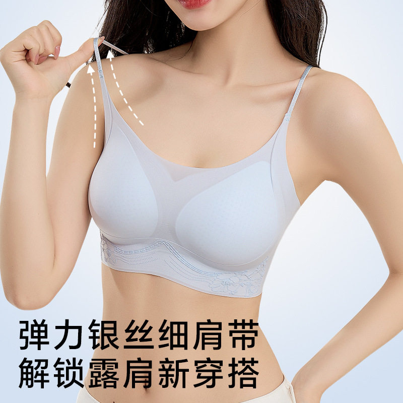 山茶花香氛内衣女轻薄透气3D浮雕冰丝凉感聚拢无痕文胸高级感
