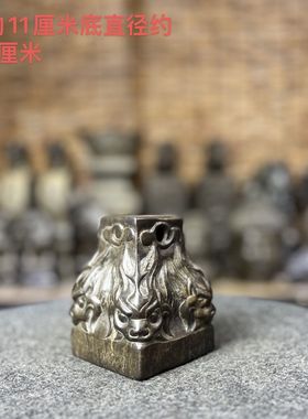 天然青石仿古石雕瑞兽石权桌面摆件复古陈设茶室书房中式装饰招财