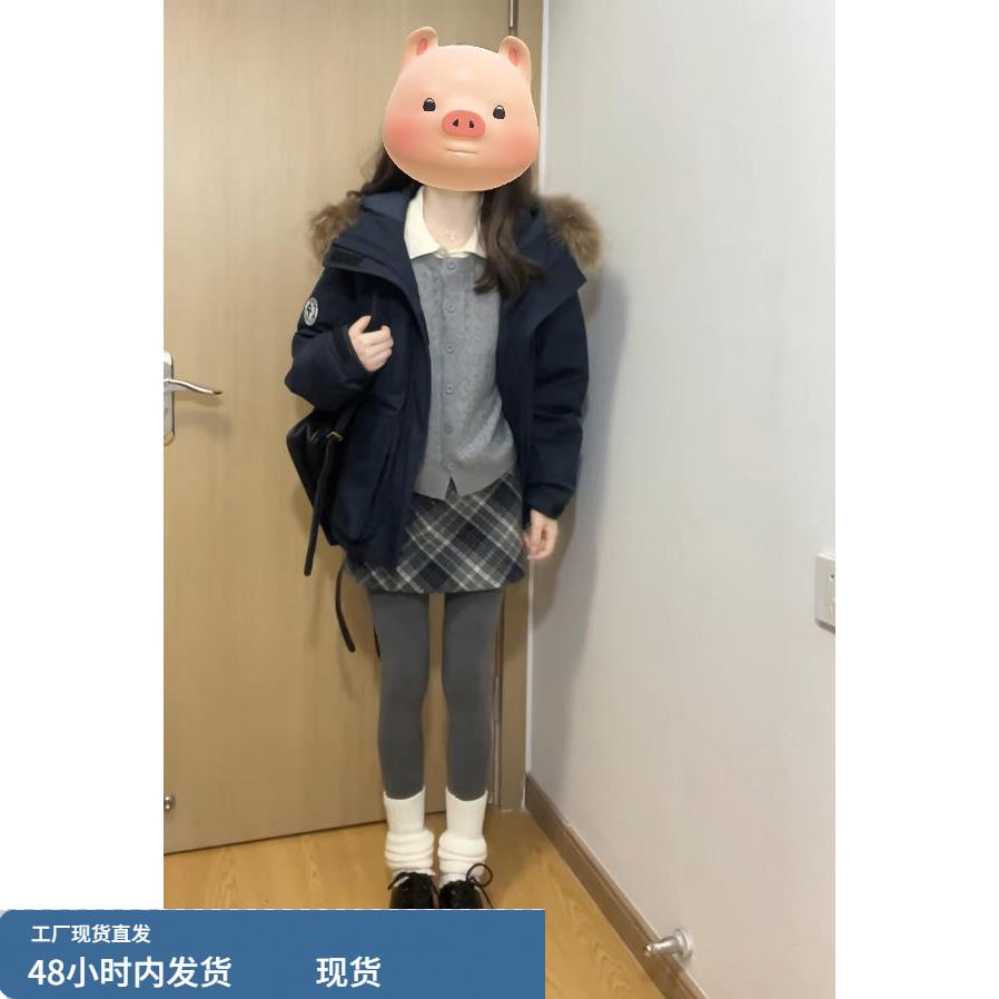 毛呢格子半身裙女冬季小个子加厚格纹包臀裙子高腰修身a字短裙150