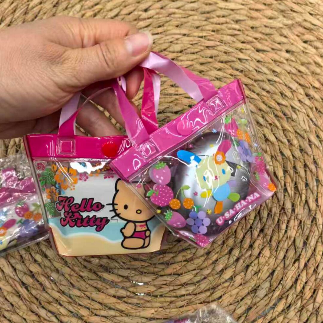 日单尾货猫咪花小兔扭蛋包PVC透明防水小配件挂包迷你小包耳机包