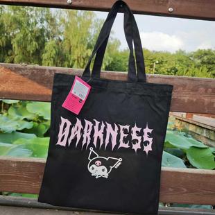 卡通三丽家帆布包拉链黑色购物袋学生背书袋子通勤帆布袋女潮流包