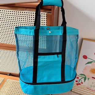 夏季清爽沙滩袋网眼沙滩包干湿分离游泳包防水多功能旅行包