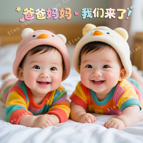 龙凤胎孕妇早教海报墙贴双胞胎