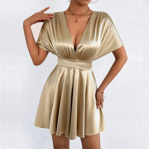Summer women's V-neck temperament, low cut fashion dress