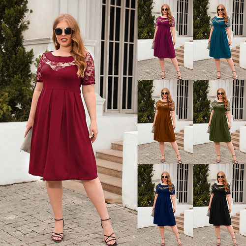 women's Lace casual loose vacation dress plus size skirt