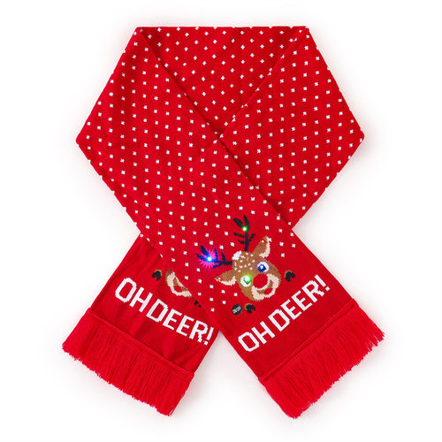 Cartoon children colorful Santa Claus deer LED lights scarf