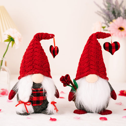 Christmas Gift Red Knitted Hat Doll Ornament Couple doll