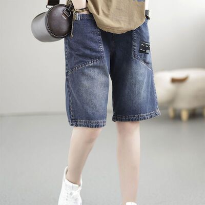 women's summer shorts, casual pants, retro loose mid Jeans