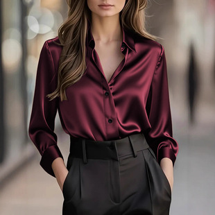 New women's shirt, fashionable office long sleeved shirt top
