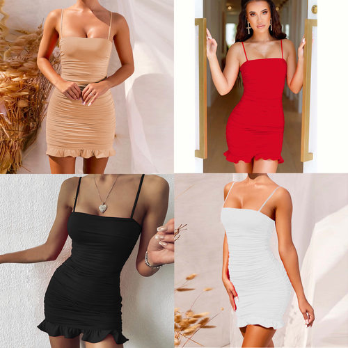 New women's summer sexy camisole dress camisole ruffle skirt