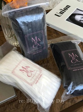 冬现货高筒过膝女袜简约坑条堆堆袜套东大门同款MARCA韩国袜子