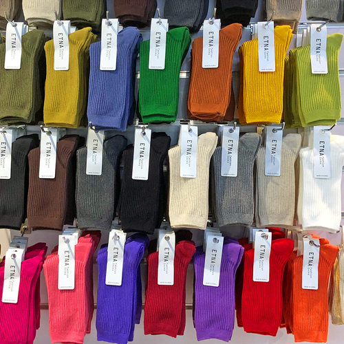 韩国进口ETNA袜子糖果色小坑条女棉袜简约纯色中筒堆堆袜