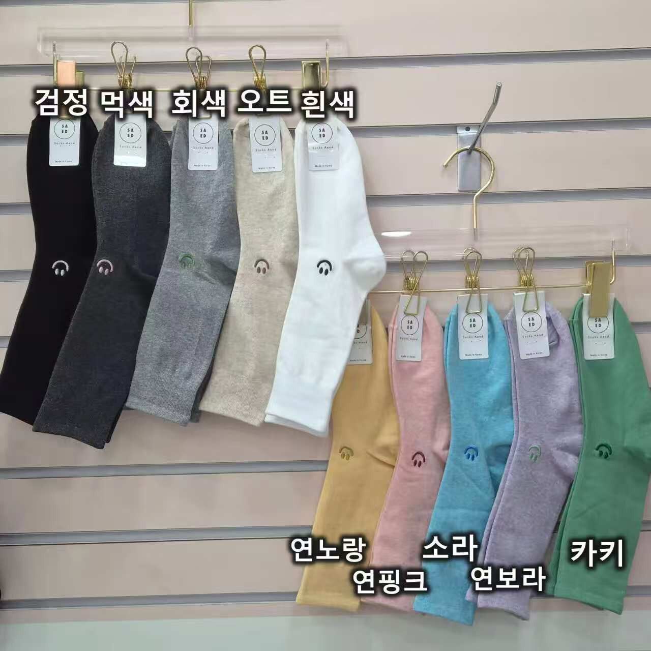 韩国SAED袜子东大门新款刺绣笑脸字母休闲学院长高腰女袜高帮棉袜