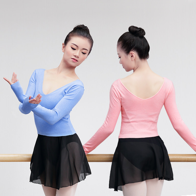 成人舞蹈练功服女基训毛衣秋冬针织外套芭蕾披肩教师长袖上衣修身