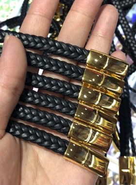 粗款7.5*3编织绳可穿3D硬金手绳扁皮宽皮手链红绳子DIY情侣手牌